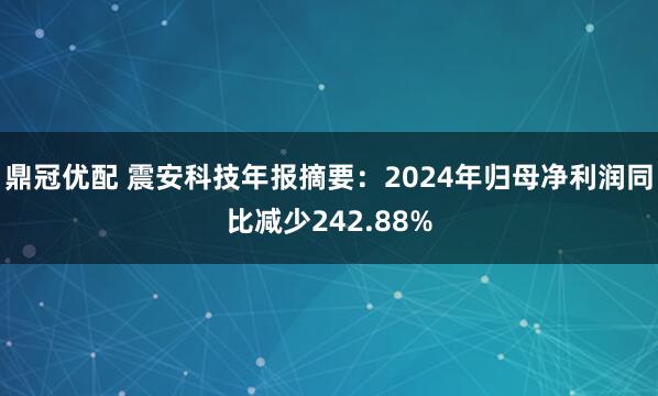 鼎冠优配 震安科技年报摘要：2024年归母净利润同比减少242.88%