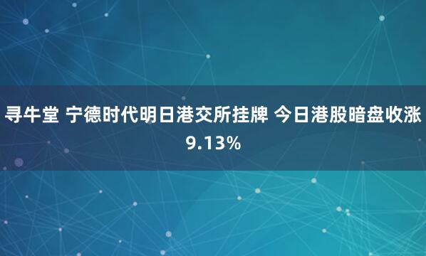寻牛堂 宁德时代明日港交所挂牌 今日港股暗盘收涨9.13%